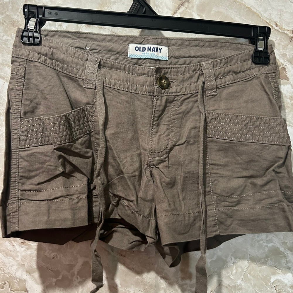 Old Navy Khaki Shorts Casual Everyday Drawstring Waist Size 0‎